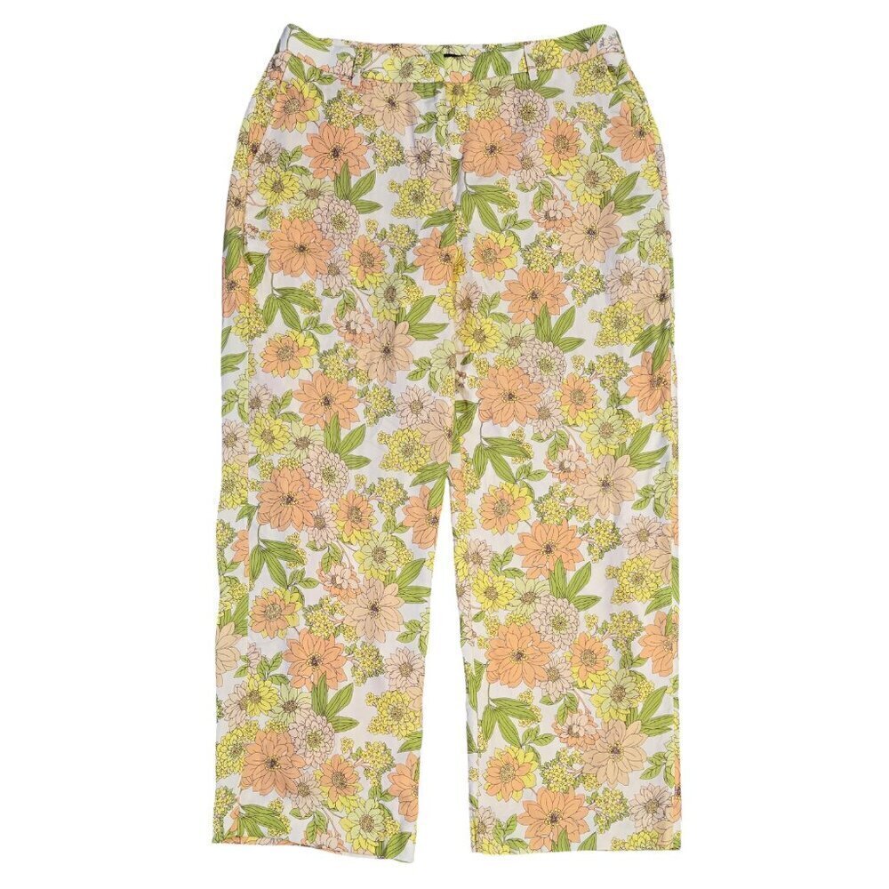 J. Crew Drapey Cupro Blend High Rise Trouser in Zinnia Floral Romantic Retro